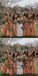 2020 Crew Long Dusty Orange Chiffon Bridesmaid Dresses with Split, QB0483