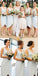 Sexy V-Neck Sleeveless Asymmetry Light Blue Satin Short Cheap Bridesmaid Dresses Online, QB0166