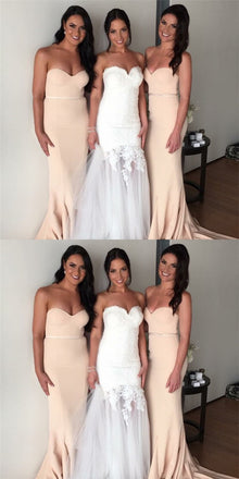 Mermaid Sweetheart Long Tight Satin Cheap Bridesmaid Dresses, QB0039