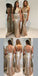 Mermaid Bateau Backless Gold Sequin Long Cheap  Bridesmaid Dresses Online, QB0159