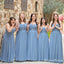 Sweetheart Simple Blue Chiffon A-line Long Floor-Length Cheap Bridesmaid Dresses, BDS0028