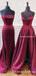 Simple New Arrival Burgundy Satin Sleeveless A-line Long Cheap Formal Eveving Party Prom Dresses, PDS0037