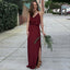 Elegant V-Neck Long Cheap Spaghetti Strap Burgundy Bridesmaid Dresses Online, QB0008