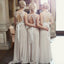 Round Neck Open Back Chiffon Long Cheap Bridesmaid Dresses Online, QB0137