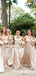 Champagne Spaghetti Strap Mermaid Long Cheap Bridesmaid Dresses, BDS0089