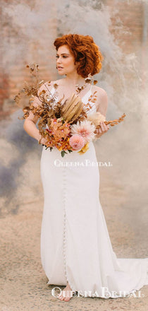 Newest Charming Sexy Spaghetti Strap V-neck Sleeveless Long Cheap Mermaid Wedding Dresses, QB0939