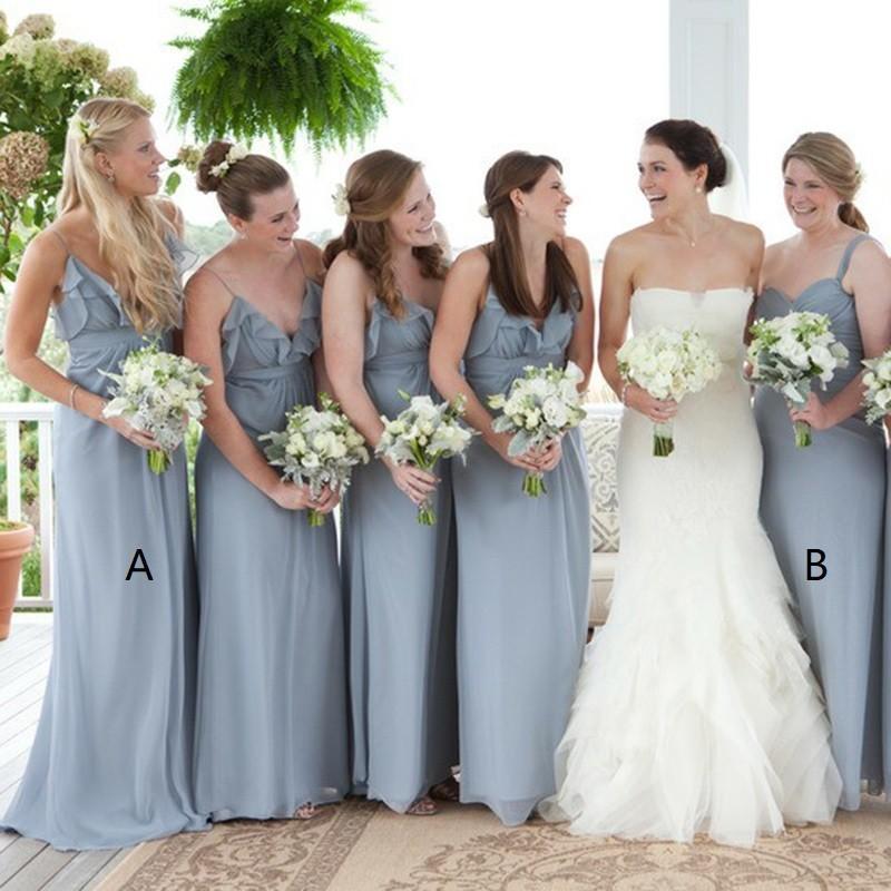 Grey Chiffon V Neck Cheap Custom Bridesmaid Dresses Online, WG214 QueenaBridal Grey Chiffon V Neck Cheap Custom Bridesmaid Dresses Online, WG214 QueenaBridal