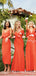 Mismatched Burnt Orange Chiffon A-line Long Cheap Wedding Bridesmaid Dresses, BDS0016