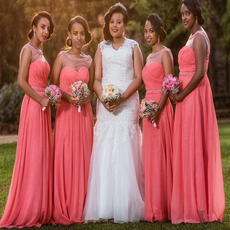 Coral Illusion Cap Sleeve Chiffon Custom Cheap Long Bridesmaid Dresses QueenaBridal Coral Illusion Cap Sleeve Chiffon Custom Cheap Long Bridesmaid Dresses QueenaBridal