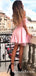 Cute A-Line Off the Shoulder Pink Tulle Short Homecoming Dresses, QB0863