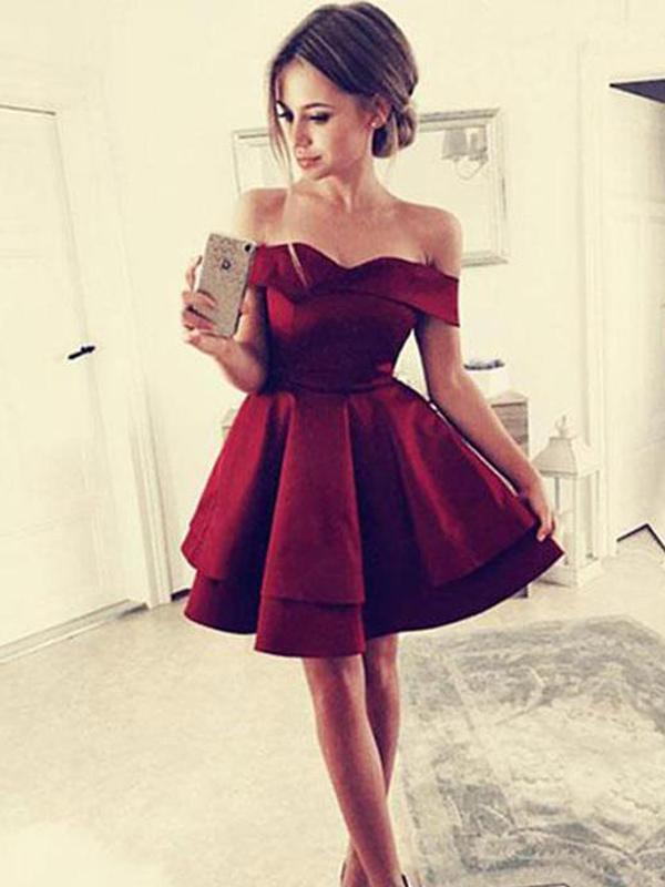 Cheap Simple Off Shoulder Dark Red Homecoming Dresses 2018, CM443 QueenaBridal Cheap Simple Off Shoulder Dark Red Homecoming Dresses 2018, CM443 QueenaBridal