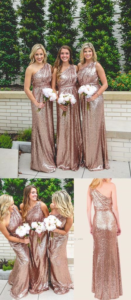 Mismatched Long Cheap Rose Gold Sequined Bridesmaid Dresses, QB0487 QueenaBridal Mismatched Long Cheap Rose Gold Sequined Bridesmaid Dresses, QB0487 QueenaBridal