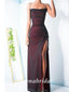 Simple Black-Red Sheath Spaghetti Straps Long Evening Prom Dresses, WGP242