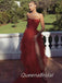 Red A-line Strapless High Slit Maxi Long Evening Prom Dresses, WGP250