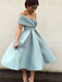 Off Shoulder Dusty Blue Short Cheap Homecoming Dresses 2018, CM543