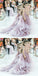 Pretty Round Neck Sweep Train Dusty Pink Cheap Flower Girl Dresses With Handmade Flowers, QB0091