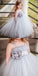 A-Line Square Neck Long Cheap Grey Tulle Flower Girl Dresses with Bow Knot, QB0082