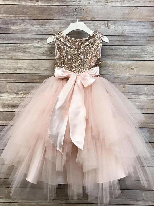 Gold Sequin Flower Girl Dresses Blush Pink Cute Baby Flower Girl Dress – QueenaBridal