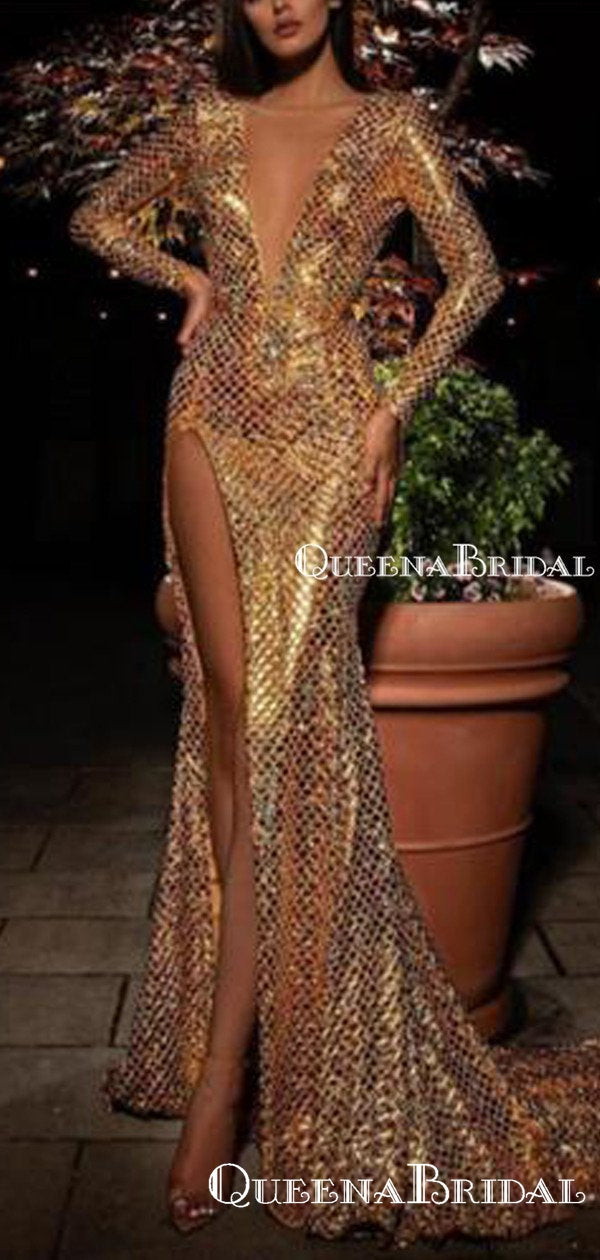 Long Gold Sequin Dress 