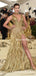 New Arrival Gergeous Sexy V-neck Sleeveless Gold Chiffon Satin Side Slit Long Cheap Beaded Prom Dresses, QB0959