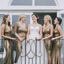 Mismatched Mermaid V-Neck Side Slit Backless Gold Sequined Bridesmaid Dresses Online, QB0016