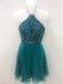 Green Chiffon Beaded Cheap Short Homecoming Dresses Online, CM599