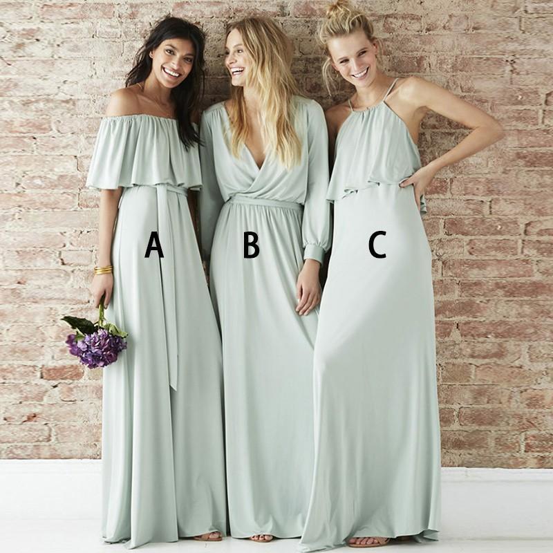 Mismatched Chiffon Light Green Long Bridesmaid Dresses Online, WG211 QueenaBridal Mismatched Chiffon Light Green Long Bridesmaid Dresses Online, WG211 QueenaBridal