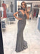 2019 Sparkly Grey Beaded Long Cheap Prom Dresses, QB0476