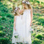 Simple Halter Sleeveless Backless White Lace Flower Girl Dresses, QB0227