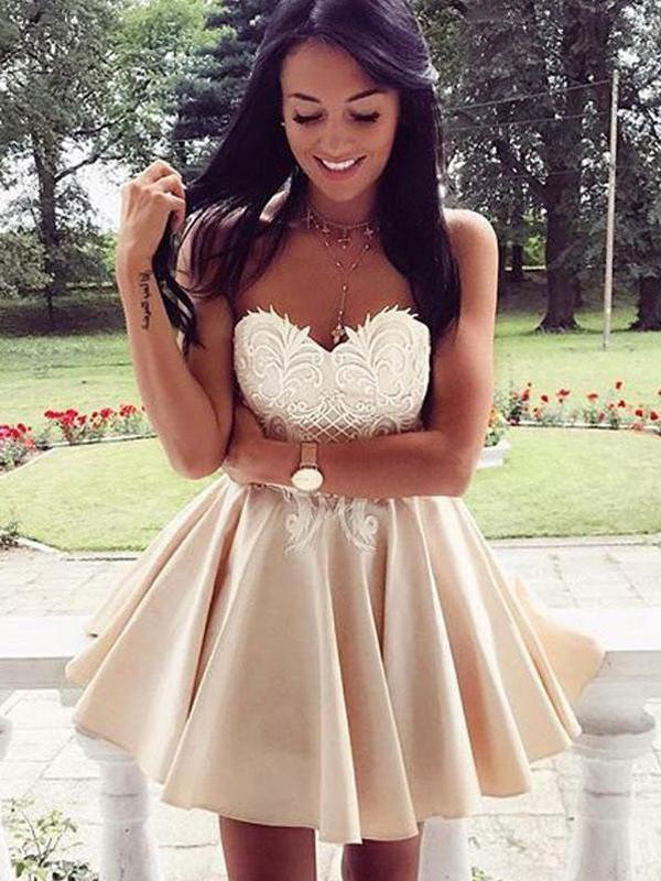 Simple Sweetheart Lace Cheap Homecoming Dresses 2018, CM451 QueenaBridal Simple Sweetheart Lace Cheap Homecoming Dresses 2018, CM451 QueenaBridal
