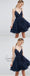 Navy Halter Blue Cheap 2018 Homecoming Dresses Under 100, CM404