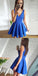 Simple A-Line V-Neck Short Royal Blue Short Cheap Homecoming Dresses, QB0049