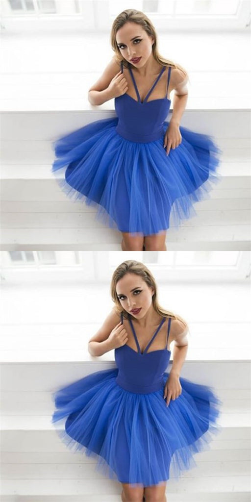 Sexy Royal Blue Sleeveless Cheap Short Homecoming Dresses, QB0220