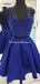 V Neck Beaded Royal Blue Two Piece Homecoming Dresses 2018, CM500