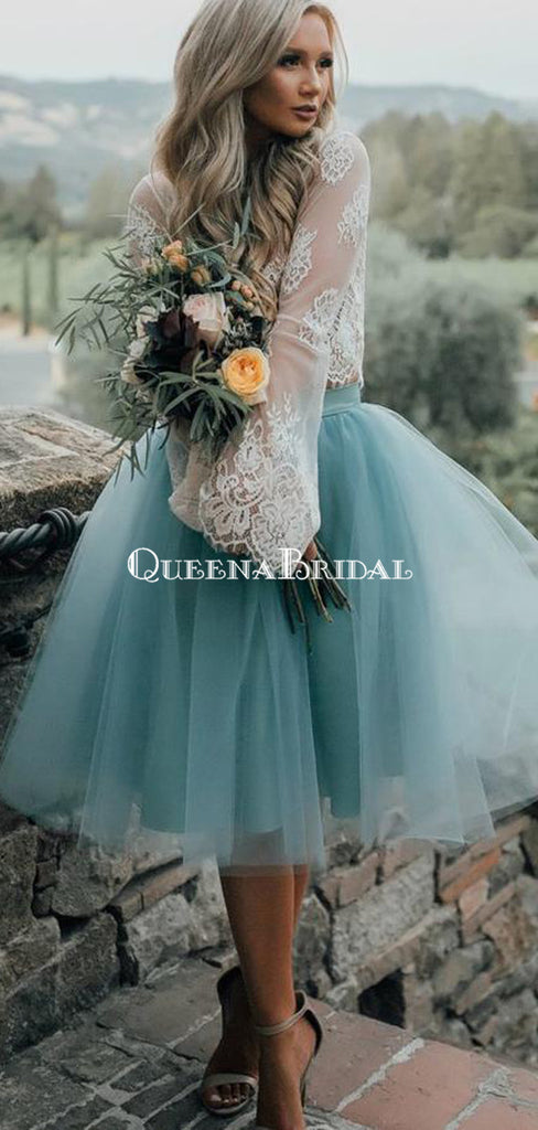 Long Sleeve Lace Short Turquoise Homecoming Dresses, Affordable Short Party Sweet 16 Dresses, Perfect Homecoming Cocktail Dresses, CM563