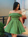 Cute Off Shoulder Short Green Formal Party Homecoming Dresses, HDS0002
