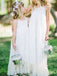 Simple Halter Sleeveless Backless White Lace Flower Girl Dresses, QB0227