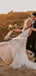 Sexy V-neck Lace A-line Long Cheap Beach Wedding Dresses, WDS0041