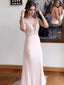 Light Pink Wedding Guest Dresses V Neck Beaded Prom Dresses Evening Gowns, QB0313