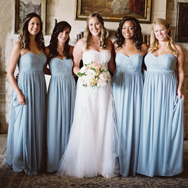 Elegant Sweetheart Long Cheap Light Blue Chiffon Bridesmaid Dresses Online, QB0171