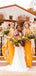 Newest Sexy Charming Deep V-neck Yellow Chiffon Long Cheap Bridesmaid Dresses With Side Slit, QB0920