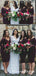 Sheath V-Neck Long Sleeves Grape Short Jersey Bridesmaid Dresses, QB0630