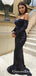 Navy Blue Off the Shoulder Long Sleeves Zipper  Long Prom Dresses, QB0669
