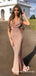 Halter Pink Sequin Long Mermaid Evening Dresses Backless Prom Dresses, QB0776