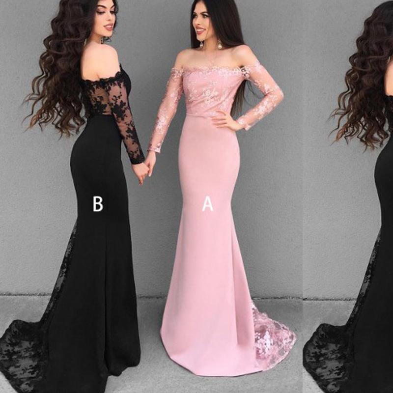 Long Sleeves Lace Mermaid Long Bridesmaid Dresses Online, WG307