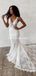 Charming V-neck Lace Mermaid Long Cheap Wedding Dresses, WDS0049
