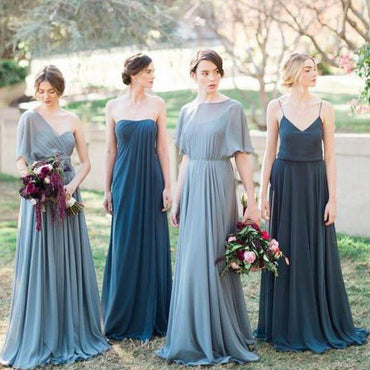 Mismached Chiffon Cheap Long Bridesmaid Dresses Online, WG291