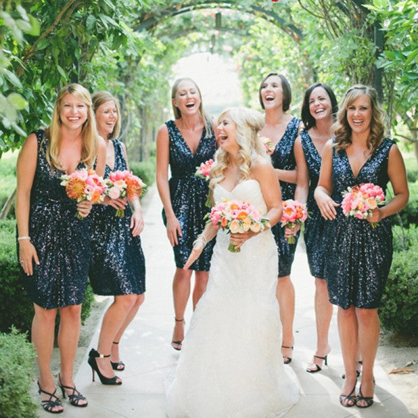 short sequin bridesmaid dresses Champagne Bridesmaid Dresses-Inexpensive Sequin Print Short Juliet 870 Champagne / M