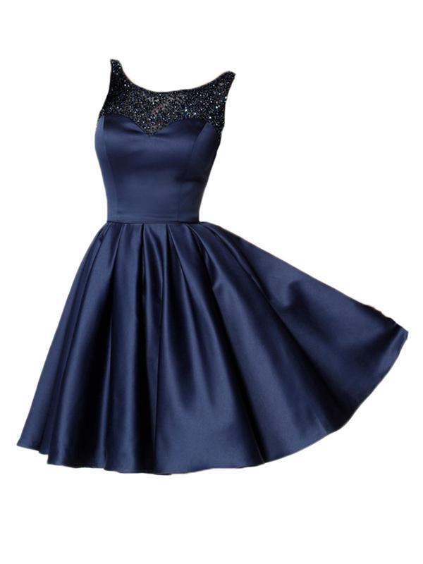 Sexy Backless Beaded Navy Short Cheap Homecoming Dresses 2018, CM516