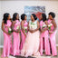 Mismatched Simple Pink Mermaid Cheap Maxi Long Bridesmaid Dresses, BDS0135